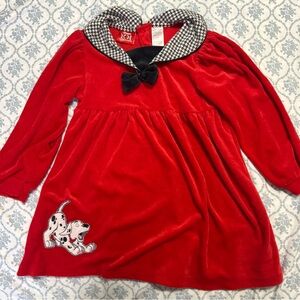Vintage Disney 101 Dalmatians Red Velvet Dress Girls Size 5 Hannlucas Holiday